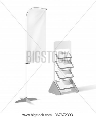 Vector 3d Exhibition Banner Flag Display Shelves
