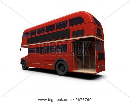 Rode dubbeldekker Autobus Over White