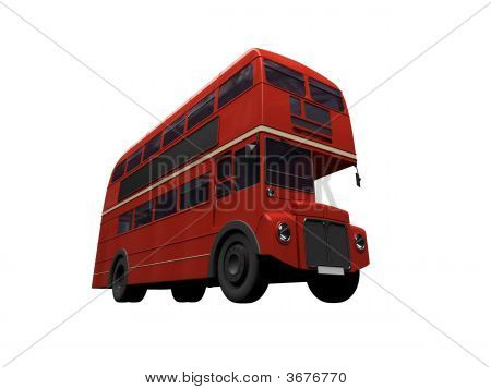 Rode dubbeldekker Autobus Over White