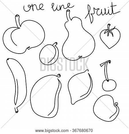 One Line Fruit Vector Illustration, Simple Line Design For Creativity