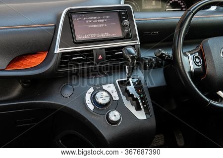 Novosibirsk/ Russia - May 03 2020:  Toyota Sienta, Close-up Of The Central Control Panel, Monitor Wi