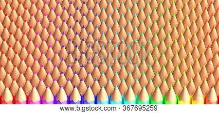 Close Up On The Tips Of Rainbow Colored Pencils, 3d Illustration