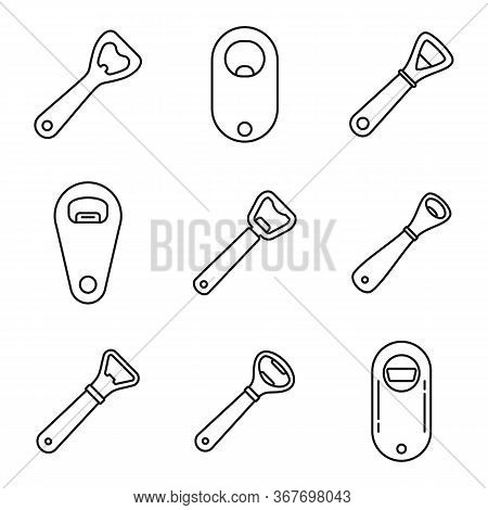 Drinks Bottle-opener Icons Set. Outline Set Of Drinks Bottle-opener Vector Icons For Web Design Isol