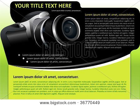 Vector brochure of poster achtergrond met digitale camera