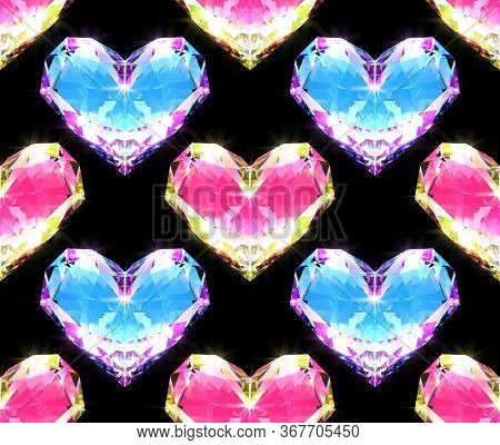 Seamless Background Of Pink And Blue Diamonds, 3d Illustration