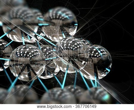 Close-up On A Nano Structure With Slightly White Waves. 3d Illustration