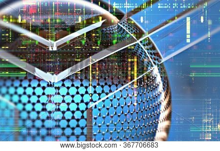 Closeup On A Nano Structure With Electronic Background. 3d Illustration