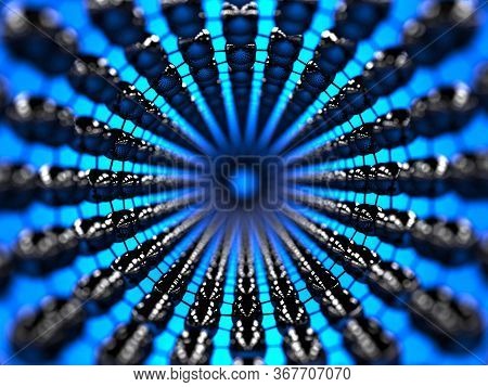 Closeup Inside A Graphene Tube. 3d Illustration