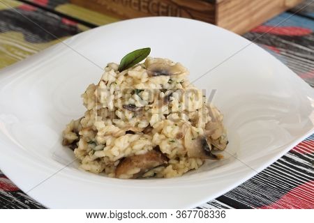 Risotto. Risotto With Mushrooms. Rice With Mushrooms