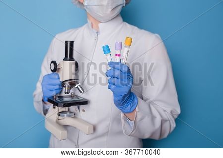 Coronavirus Blood Test In Midical Laboratory . Covid-19 Positive Test