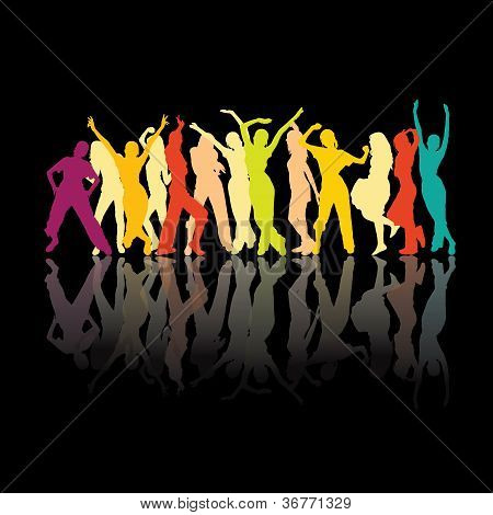 เต้นรำ silhouettes สี