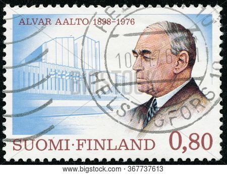 Vintage Stamp Printed In Finland 1976 Show Architect And Professor Alvar Aalto, 1898-1976