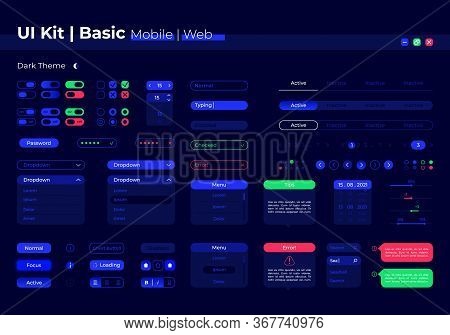 Basic Ui Elements Kit. Dropdown Menu. Personal Account Settings Isolated Vector Icon, Bar And Dashbo