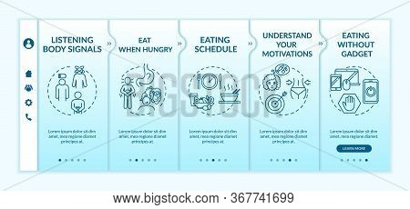 Conscious Nutrition Rules Onboarding Vector Template. Eat When Hungry And Listening Body Signals. Re
