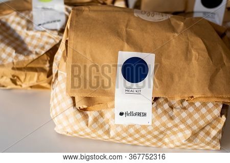 Sydney, Australia 2020-04-25-09 Hello Fresh Meal Kits Packed In Paper Bags