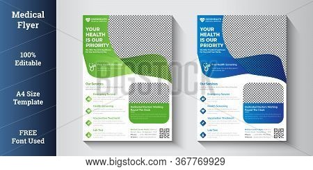 Medical Healthcare Flyer Template ,green Blue Background