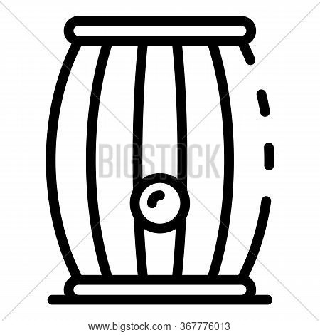 Wooden Barrel Icon. Outline Wooden Barrel Vector Icon For Web Design Isolated On White Background