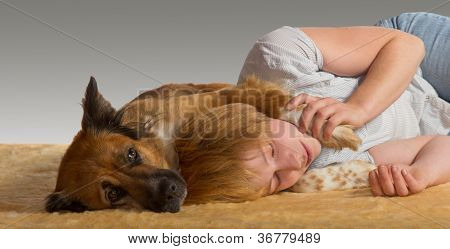 Sono tranquilo com cão gentil
