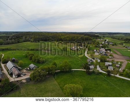 Aerial View Of Kraziai Landscape In Lithuania