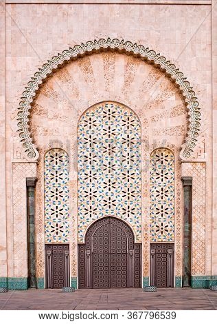 Famous Hassan Ii Mosque View On January 18, 2014 In Morocco. The Mosque Is The Largest Mosque In Mor