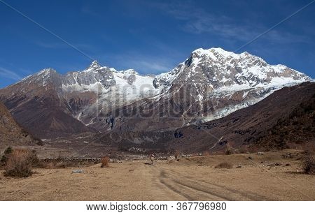 View Of Manaslu Mount In Manaslu Conservation Area In The Nepal Himalaya
