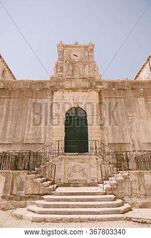 A View Of The Entrance To Diocesan Classical Gymnasium In Dubrovnik.