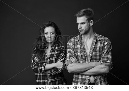 Country Style. Woman And Man Wear Checkered Shirt. Rustic And Country. Sexy People. Youth Fashion. F