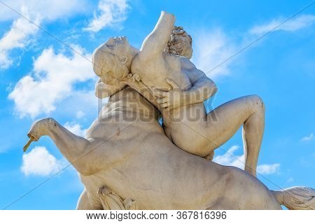 View Of The Marble Sculpture Nessus And Deianira (1892) By Laurent Marqueste (1848-1920) In The Tuil
