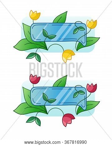Cute Vector Message Icon With Flowers And Leaves Around It.
