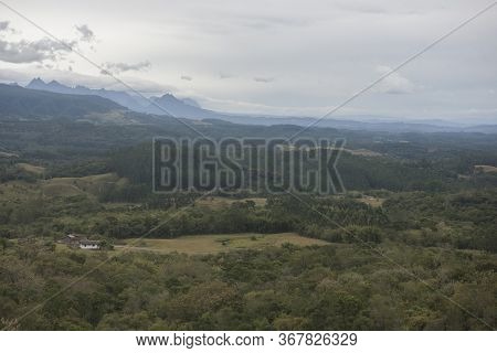Lauro Muller, Santa Catarina, Brazil - May 22, 2020: Small Countryside House Amid The Forest Of Serr