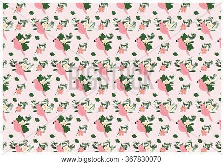 Tropical Nature Seamless Repeat Pattern With Flowe