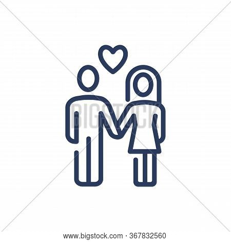 Man And Woman In Love Thin Line Icon. Couple, Together, Limerence Isolated Outline Sign. Friendship 