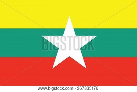 Myanmar Flag Vector Graphic. Rectangle Myanmar Flag Illustration. Myanmar Country Flag Is A Symbol O