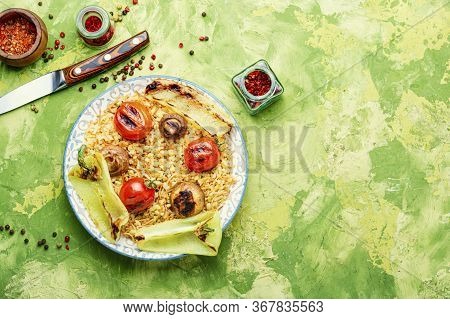 Turkish Rice With Grilled Vegetables