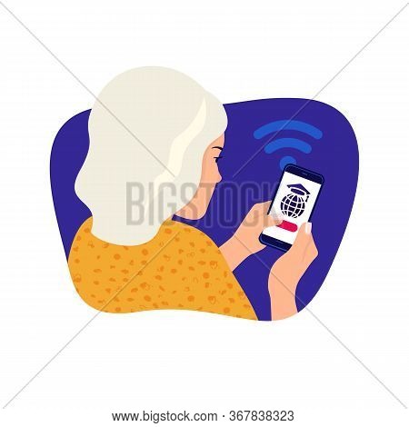 Girl Sety Connected To Wi Fi For E-learning. Distance Learning Student At An Online School. Colorful
