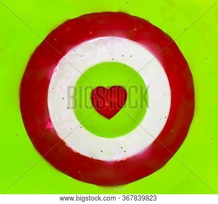 Archery With Red Heart In The Center,valentine Day