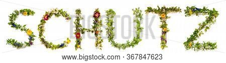 Flower And Blossom Letter Building Word Schutz Means Protection