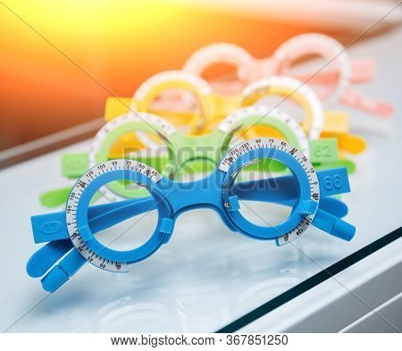 Trial Frame Of Test Glasses. Modern Equipment.