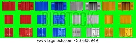 A High Quality Image Of 10ft Shipping Containers On A Green Background With Clipping Path. Set Ten F