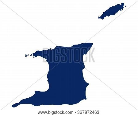 Detailed And Accurate Illustration Of Map Of Trindad And Tobago In Blue Colour