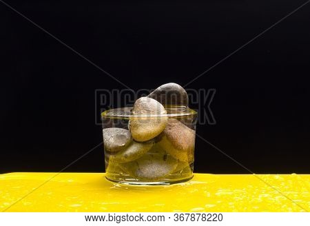 Mineral Water In A Clear Glass Cup
