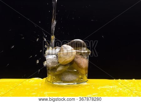 Mineral Water In A Clear Glass Cup