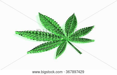 Cannabis Leaf Isolated On White Background. 3d Render