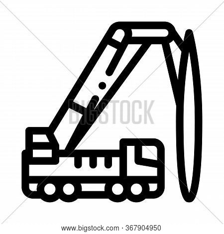 Truck Mounted Crane Icon Vector. Truck Mounted Crane Sign. Isolated Contour Symbol Illustration