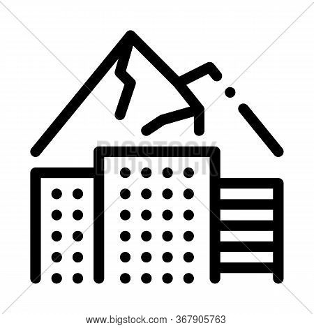 High-rise Buildings Among Mountains Icon Vector. High-rise Buildings Among Mountains Sign. Isolated 