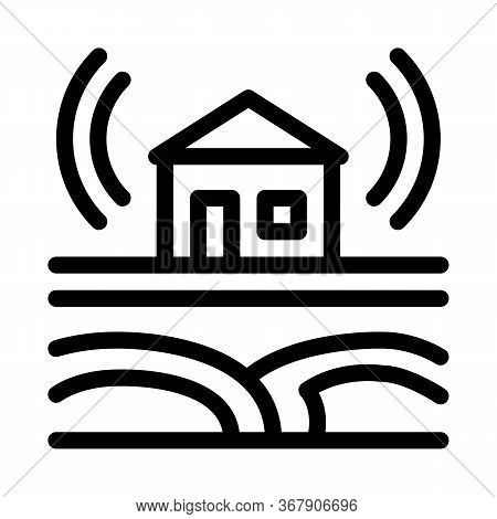 Seismic Wave Residential Building Icon Vector. Seismic Wave Residential Building Sign. Isolated Cont