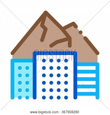 High-rise Buildings Among Mountains Icon Vector. High-rise Buildings Among Mountains Sign. Color Sym