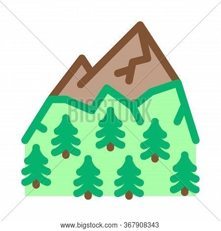 Mountain Landskape With Vegetation Icon Vector. Mountain Landskape With Vegetation Sign. Color Symbo