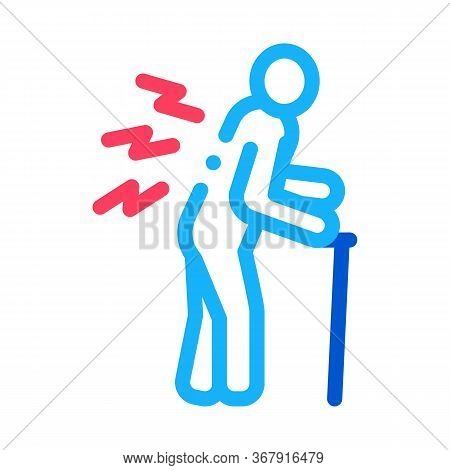 Senile Arthritis Of Back Icon Vector. Senile Arthritis Of Back Sign. Isolated Contour Symbol Illustr