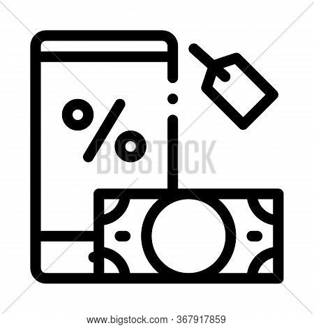 Money Phone Pledge Icon Vector. Money Phone Pledge Sign. Isolated Contour Symbol Illustration